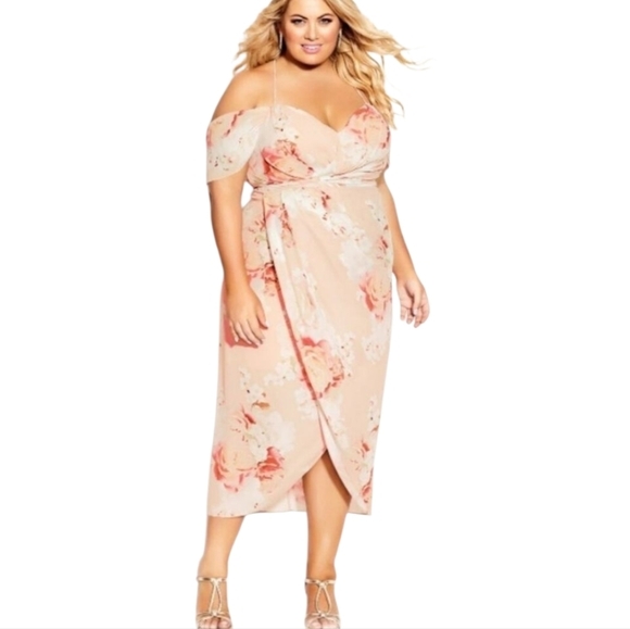City Chic Powder‎ Floral mauve Maxi Dres plus size XL 22 new!! - Picture 6 of 13